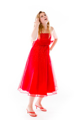 model isolated on plain background hand gesture gun