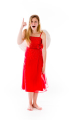 Fototapeta premium model isolated on plain background nagging scolding with finger