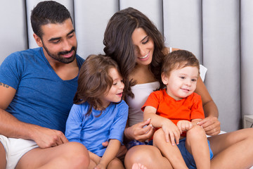 Family in bed