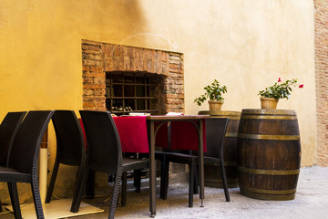 Old vintage street in an Italian village in Tuscany