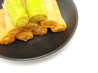 fried chinese traditional spring rolls food