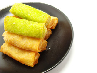fried chinese traditional spring rolls food