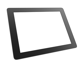 tablet with blank screen isolated on white background.