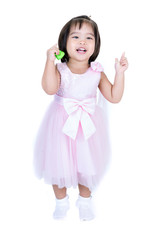 Asian little girl on white background