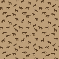 Horse Runs, Hops, Gallops Isolated. Seamless Pattern.