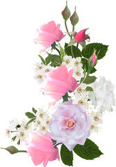 light bunch of flowers with pink roses