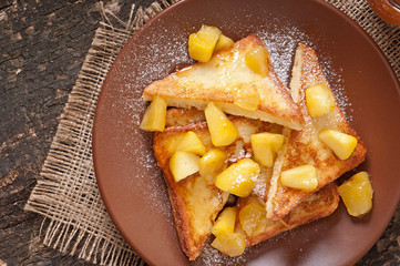 French toast with caramelized apples for breakfast