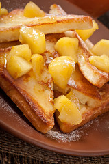 French toast with caramelized apples for breakfast