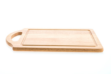 Wooden cutting board isolated on white background