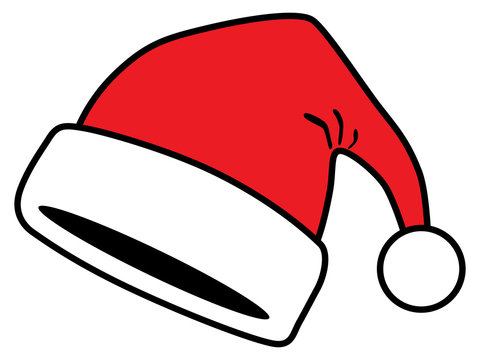 Rote Weihnachtsmann-Mütze im Comic-Stil, Vektor / freigestellt
