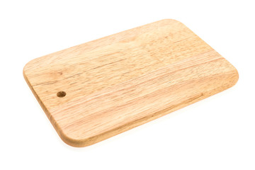 Wooden cutting board isolated on white background