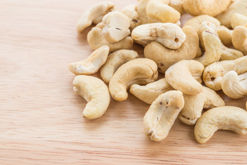cashew on wood background