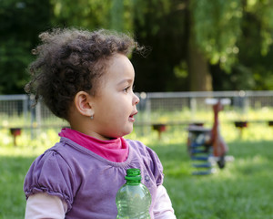 Child with water bottle