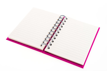 Pink note book isolated on white background