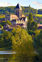Vétheuil en automne, église notre-dame, Bords de Seine