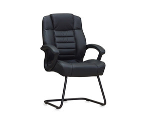 The office chair from black leather. Isolated