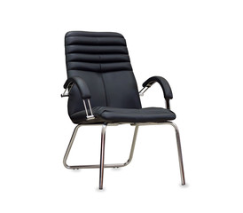 The office chair from black leather. Isolated