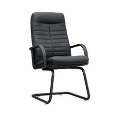 Obraz premium The office chair from black leather. Isolated
