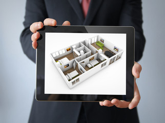 interior design tablet businessman