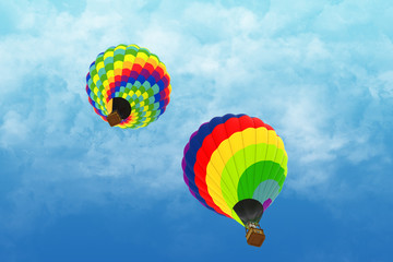 Naklejka premium Beautiful Hot Air Balloons against a deep blue sky.