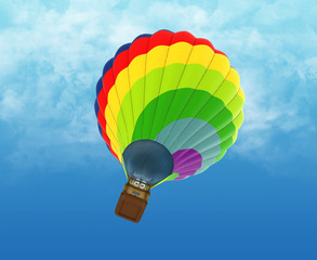 Fototapeta premium Beautiful Hot Air Balloon against a deep blue sky.