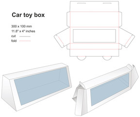 Box for car toy with stamp