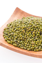 Green mung beans isolated on white background