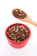 Rice brown isolated on white background