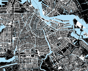 Naklejka premium black and white amsterdam city map