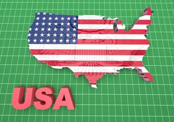 U.S.A. mapped flag in 3D illustration .