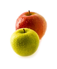 apples in the drops of dew