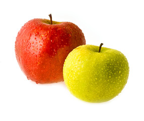 apples in the drops of dew