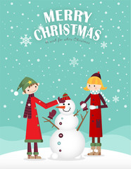 A couple making a snowman in mint