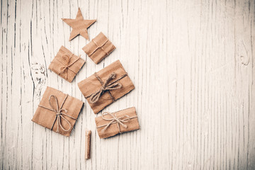 Christmas tree on wood