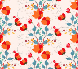 vintage seamless pattern with abstract flowers Floral background
