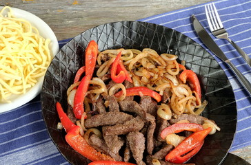 Pfannengericht geschnetzeltes