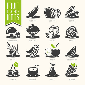 Fruit and Vegetable Icon Set