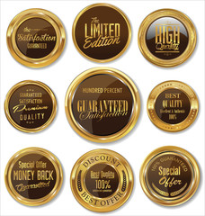 Premium quality gold and brown badges