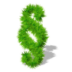 Conceptual green grass 3D font isoalted