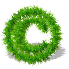 Conceptual green grass 3D font isoalted