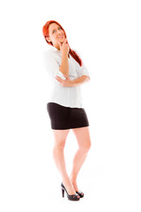 Fototapeta premium model isolated on plain background thinking