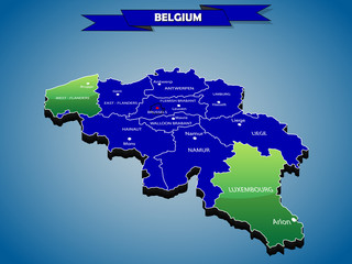 3 dimensional infographics political map of Belgium