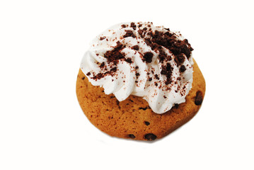 Chocolate Cookies Dessert Isolated Over White