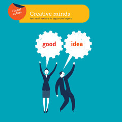 Businessman and businesswoman saying good idea