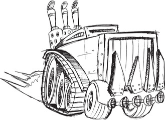 Armored Truck Vehicle Sketch Vector Illustration Art