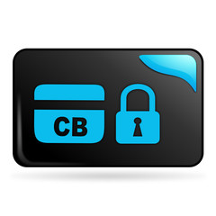 paiement sécurisé sur bouton web rectangle bleu