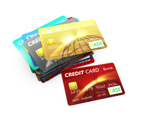 Stack of credit card isolated on white background