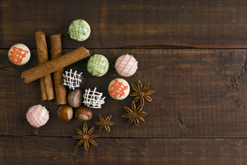 Delicious chocolates and spices