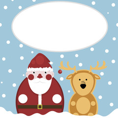 Santa and Deer. Snow. New Year