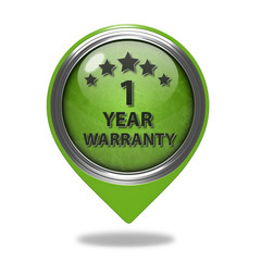 One year warranty pointer icon on white background